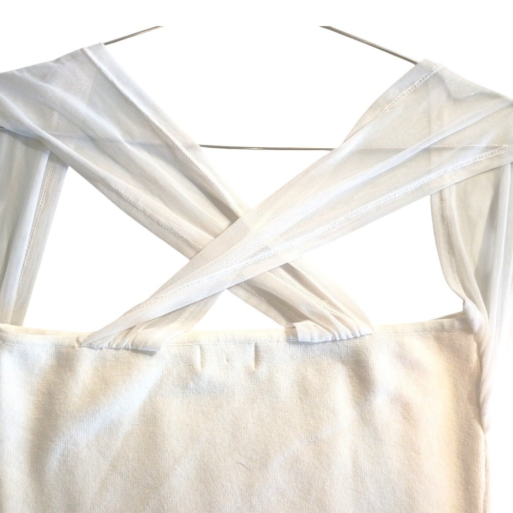 Promise The Label White Mesh Strap Corset Knit Top Crisscross Back Medium - Picture 6 of 11